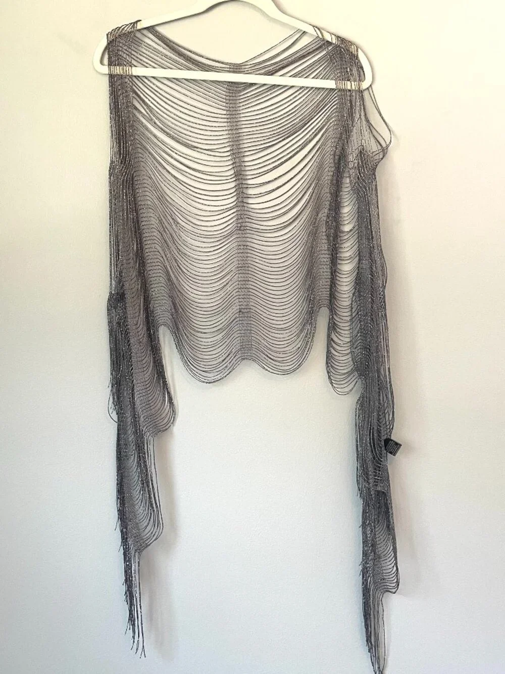 Metallic Open-Looped Draped Fringe Shawl/Scarf/Wrap